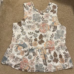 NEW Loft Floral Blouse, White and Pastel Florals - Size M